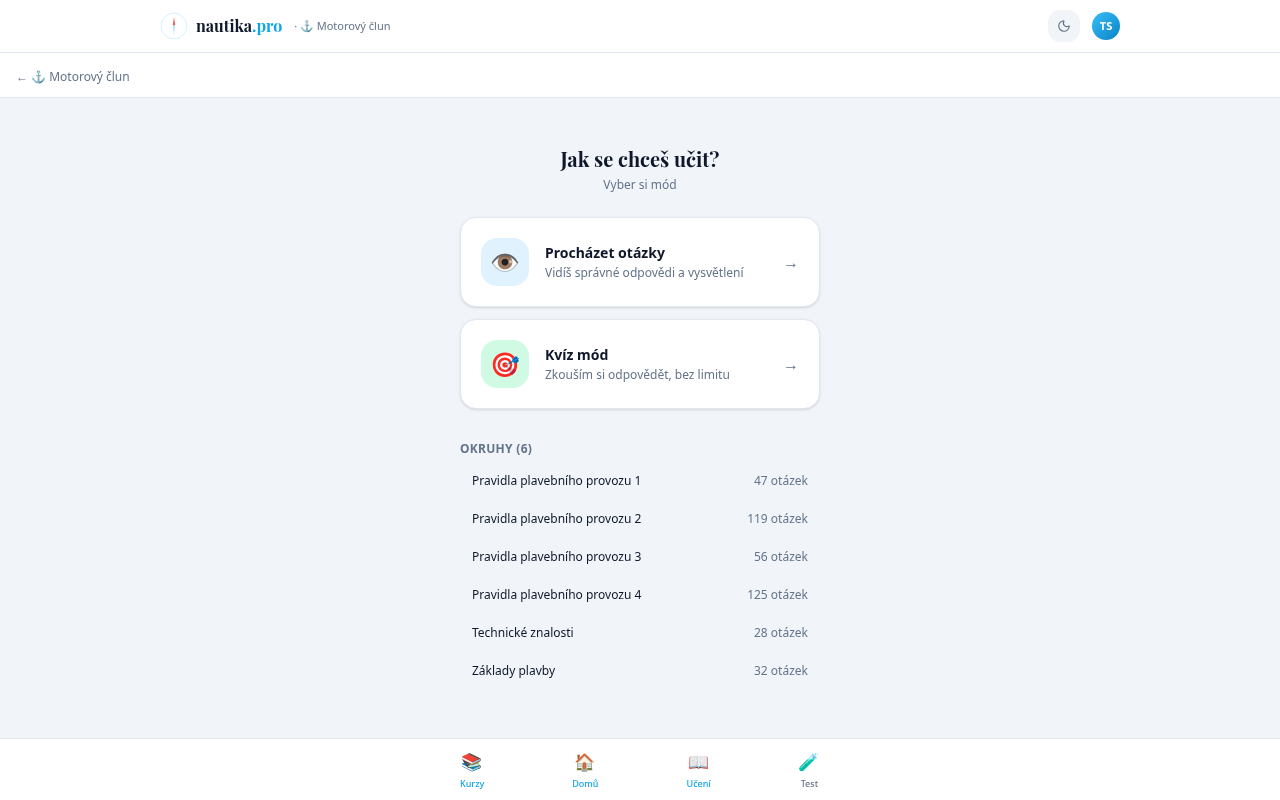 Výběr režimu učení